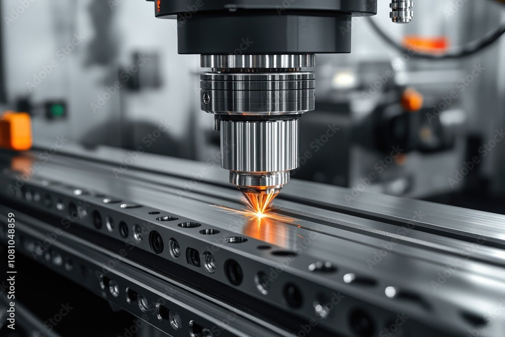 Aufkleber metalworking cnc milling machine creating sparks during metal processing