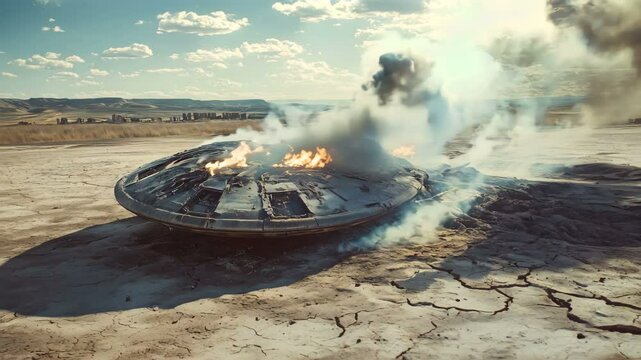 A Crashed UFO in a Breathtaking Desert Landscape An Unbelievable and Mysterious Encounter Awaits You