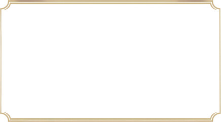 Rectangle vintage gold frame isolated on transparent background