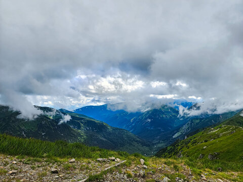 Landscape from the high mountains under the clouds.
Mount Kasprowy Wierch, Poland