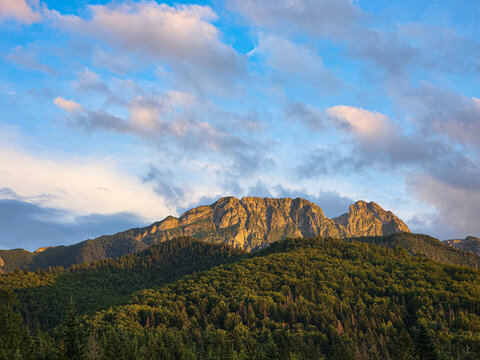 View of high peak at sunset.
Giewont, Zakopane, Poland.