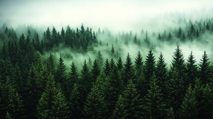 Fototapeta premium Enchanted Fir Forest: Vintage Retro Landscape