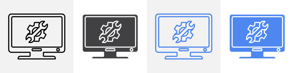 monitor repair icon Group symbol or sign vector