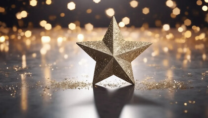 Christmas background with beige glitter star, ai