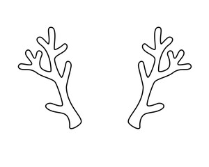 Obraz premium Deer antlers - vector linear illustration - template for logo or pictogram. Reindeer antlers for a Christmas costume, hoop or holiday mask. Outline. Picture for coloring or cutting. 