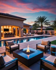 Modern Fire Pit Design in Outdoor Living Area