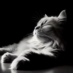 Schlafende Katze in schwarz-wei&szlig;