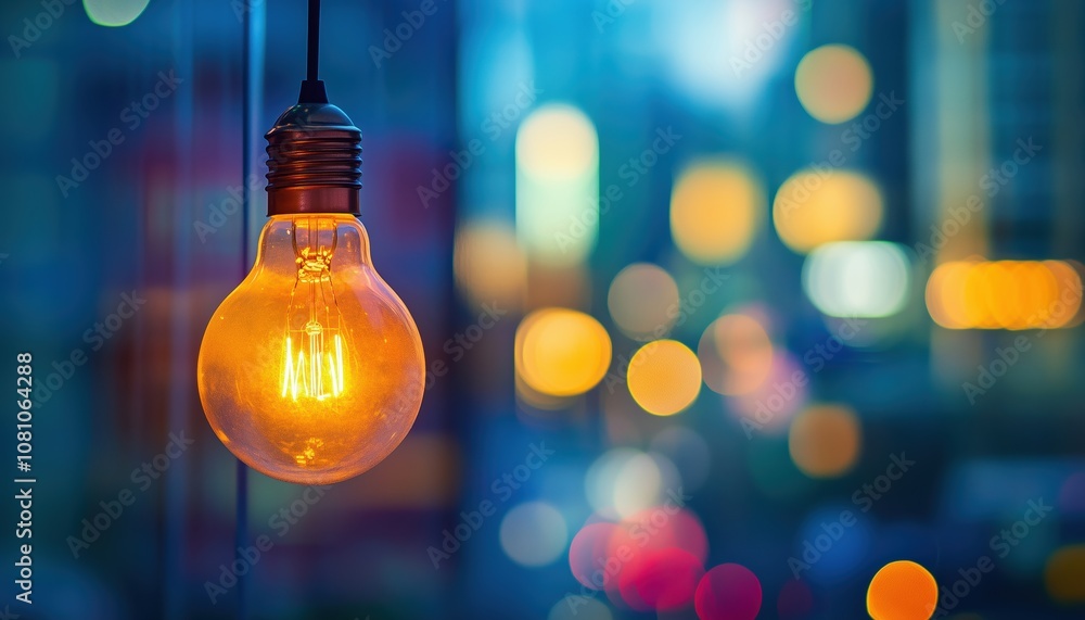 Poster blurred image of shopping mall with bokeh lights and flare light bulb creates an abstract and enchan