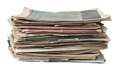 stack of newspaper isolated on white background 