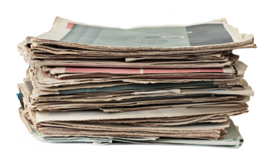stack of newspaper isolated on white background 