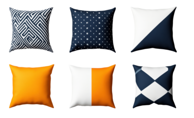 Stylish Throw Pillows on a Transparent Background