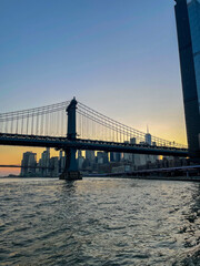 sunset in New York City with Brooklyn Bridge