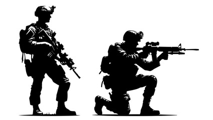 gun soldier military army sniper shooting vector