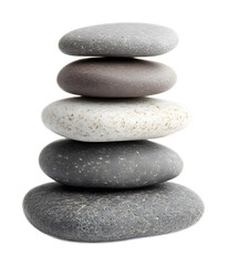 Fototapeta premium Stack of zen stones isolated on a white background