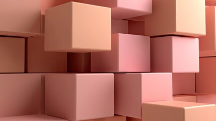 A 3D rendering of minimalist cubes in soft pastel colors, arranged in a staggered pattern against a neutral backdrop, creating a modern abstract look.