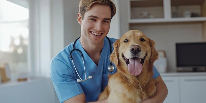 A devoted and skilled veterinarian who specializes in the care of animals, particularly a joyful and energetic Golden Retriever, demonstrating a passion for pets and comprehensive clinical expertise
