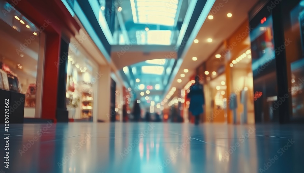 Aufkleber shallow depth of focus in the abstract of a shopping mall - capturing the mall in a unique and creat