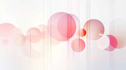 Sanft schwebende, rosa Kugeln und Linien – Abstrakte Komposition für moderne Wanddekoration oder Hintergrund-Cover