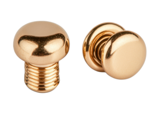 Shiny Gold Push Pin Isolated on White Background