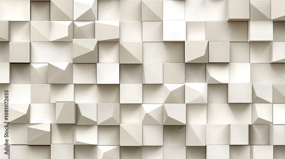 Poster scattered 3d cubes with rounded edges, arranged with subtle shadowing on a soft, neutral background 