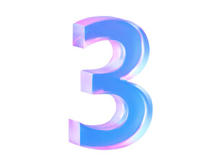 3D holographic number three in Y2K style. Futuristic vector element with a prism effect. Suitable for digital design, modern projects, social media, and banners.