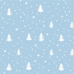 Seamless vector of Christmas trees and snowflakes