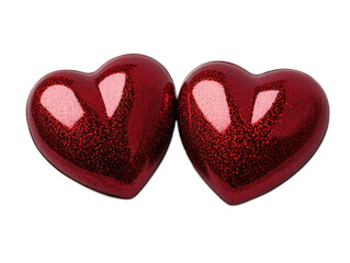 Obraz premium Shiny Red Heart Shapes on Solid Background