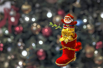 Papai Noel na bota natalina.