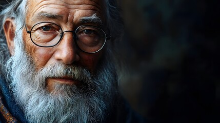 Elderly man with glasses smiling in autumn setting outdoors