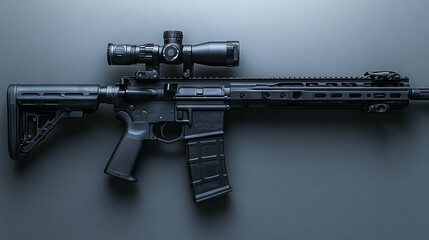 Detailed tactical assault rifle with advanced mounted scope