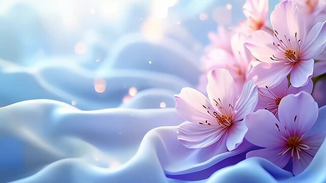 abstract delicate background with flowers and milky waves