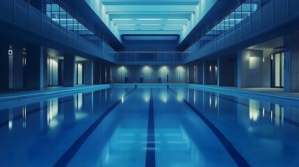 Fototapeta premium Olympic-Sized Indoor Swimming Pool with Diving Platforms