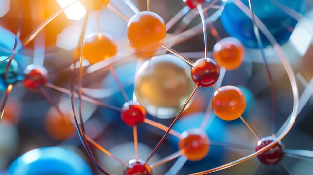 Closeup view of the strong force binding quarks within protons and neutrons in the nucleus of an atom showcasing its strength effects and role in nuclear stability