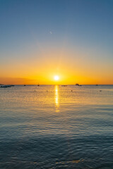 Sunrise over the sea. Panoramic seascape.