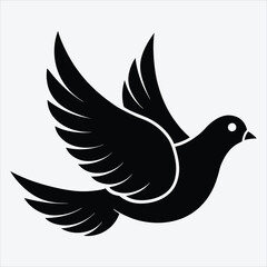 Obraz premium peace dove, Silhouette White background illustration, Generative Ai
