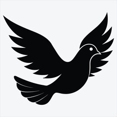 Obraz premium peace dove, Silhouette White background illustration, Generative Ai