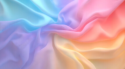 Obraz premium 3d rendered abstract soft rainbow gradient color cloth view from above.