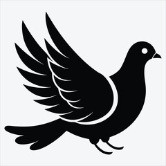 Obraz premium peace dove, Silhouette White background illustration, Generative Ai