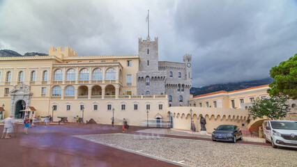 Fototapeta premium Prince's Palace of Monaco timelapse hyperlapse. Official residence of the Prince of Monaco.