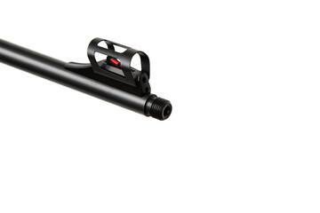 Small-bore bolt rifle in a wooden stock of .22lr. Small rifled weapon for hunting and sports. Isolate on a white back