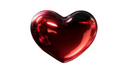 Glass transparent isolated heart. Realistic soap bubble in the shape of a heart, glare, light and sparkles. Glossy holographic chrome futuristic decoration element.