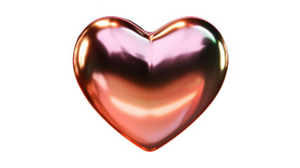 Fototapeta premium Glass transparent isolated heart. Realistic soap bubble in the shape of a heart, glare, light and sparkles. Glossy holographic chrome futuristic decoration element.