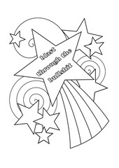 Adult coloring page with swear words, funny self care color in sheet blank
