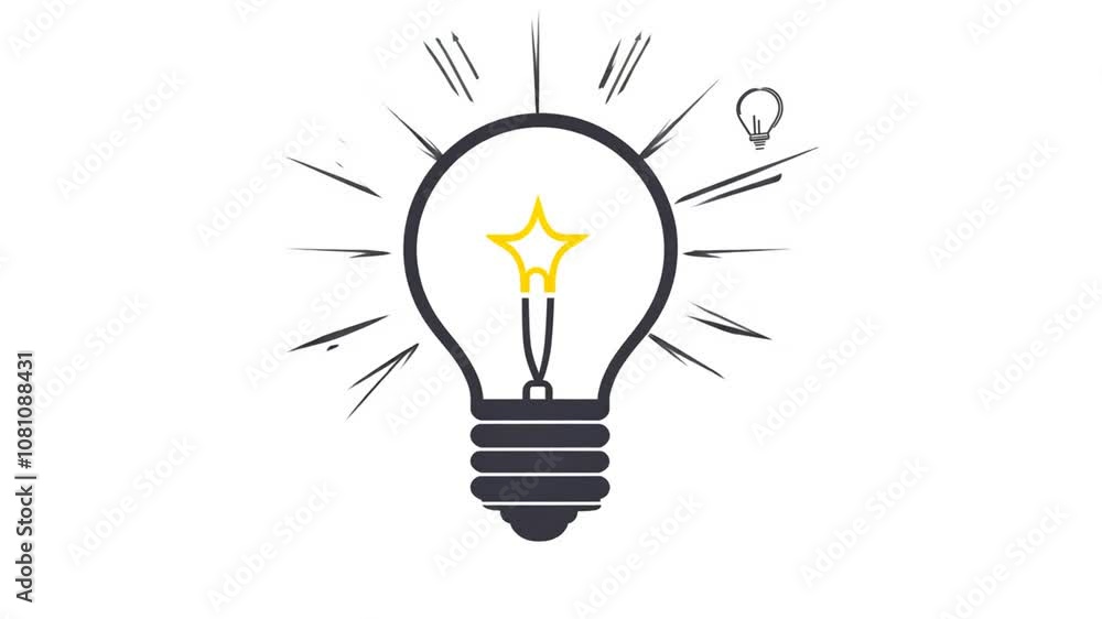 Poster creative brainstorming outline animation of a light bulb idea generative ai