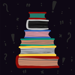 Books pages colorful lying pile vector artwork