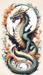 Fototapeta premium vintage style dragon