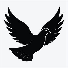 Obraz premium peace dove, Silhouette White background illustration, Generative Ai