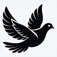 Obraz premium peace dove, Silhouette White background illustration, Generative Ai