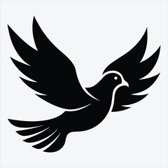 Obraz premium peace dove, Silhouette White background illustration, Generative Ai