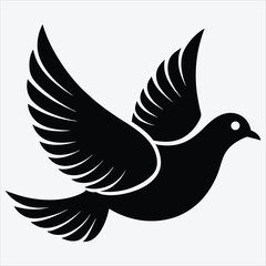 Obraz premium peace dove, Silhouette White background illustration, Generative Ai